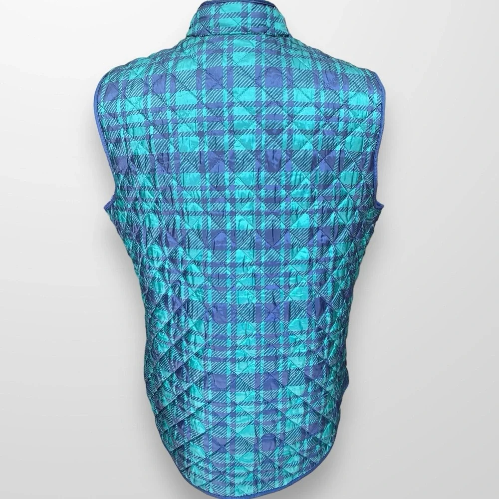 Karen Scott Sport Women's Size XL Quilted Puffer Vest Jacket Zip‎ Front Plaid